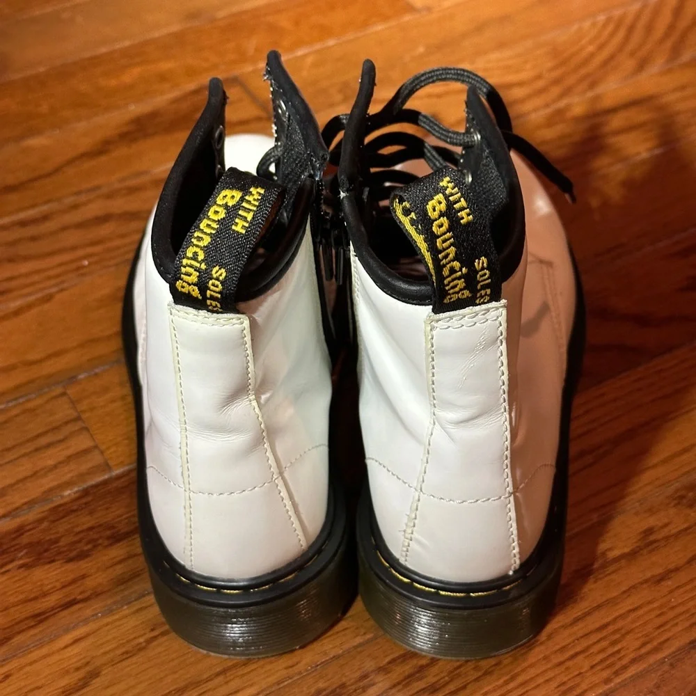 Dr. Martens White Leather Lace Up/ Zipper Closure Boots Size 4 US M